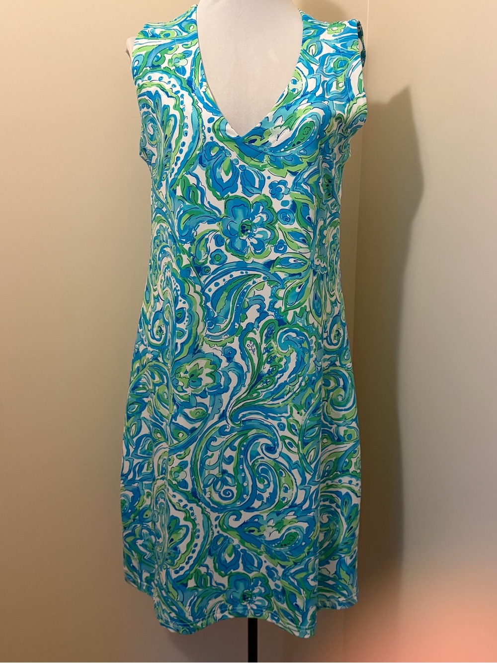 Barbara Gerwit Women’s Blue & Green Paisley Swim Cover-Up Dress
